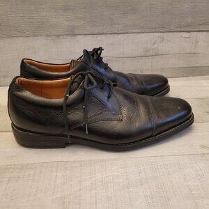 Mens Black Leather Lace-Up Dress Shoes Size 9.5 D